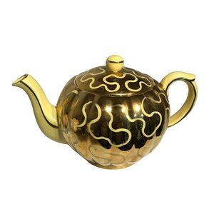 State Gibsons Teapot Yellow & Gold Swirl Pattern W303 with Lid 1950's England